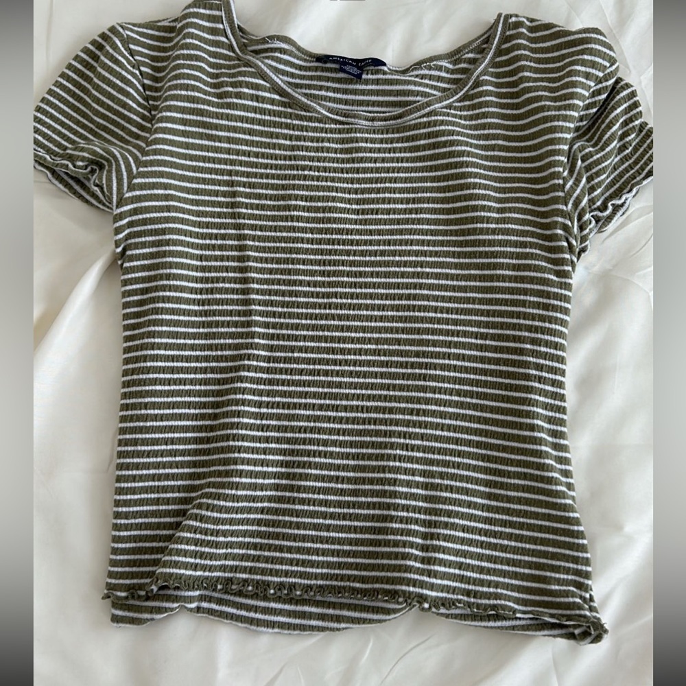 Green American Eagle striped tee